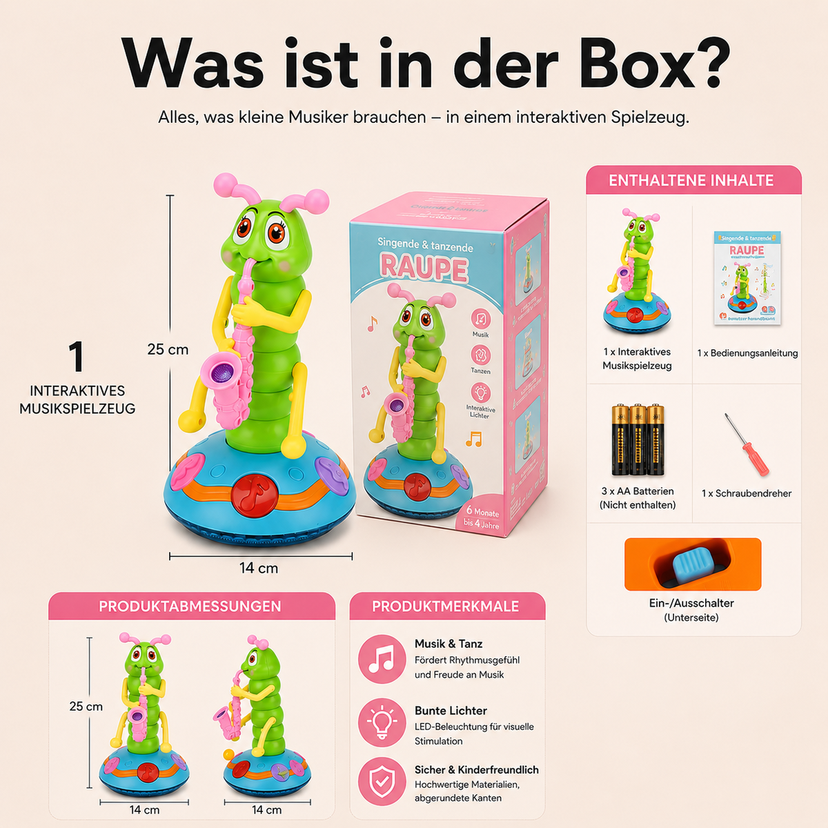 WiggleTune | Tanzendes Raupenspielzeug Für Kinder Mit Musik