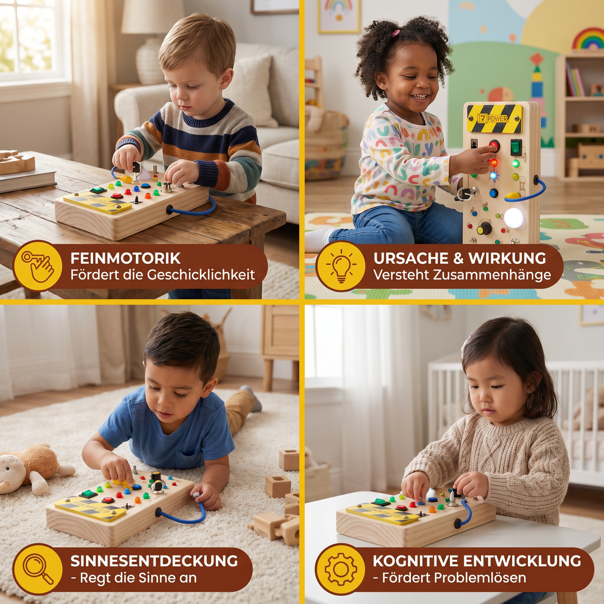 SwitchPlay - Holz-Busy-Board Für Kinder Mit Lichtschaltern