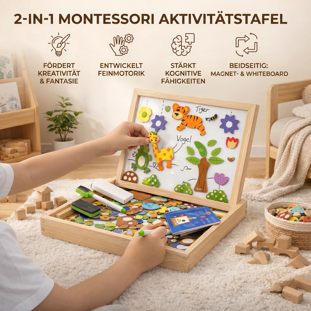 LearnBoard | 2-in-1 Montessori Magnetisches Zeichenbrett