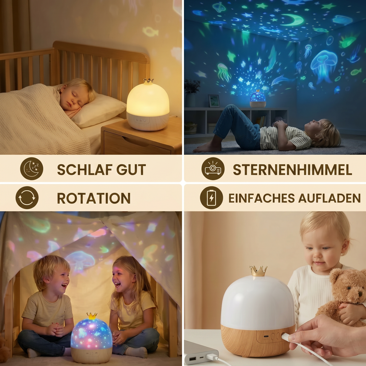 LunaGlow | Sternenhimmel-Projektor Nachtlampe Für Kinder