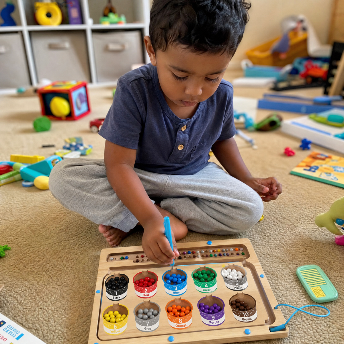 Montessori | Magnetisches Zählbrett Aus Holz Für Kinder