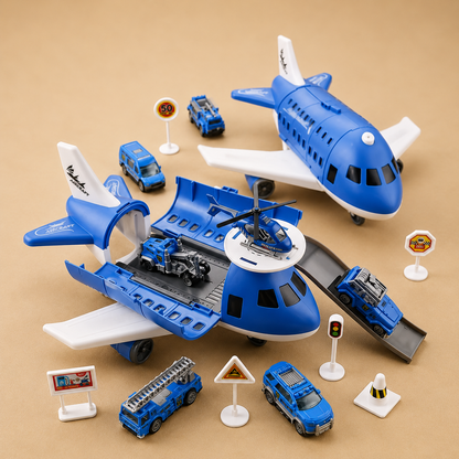 SkyCargo | Spielzeugset für Kinder – Flugzeug und Autos