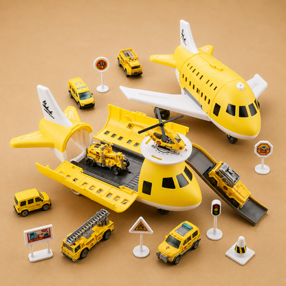 SkyCargo | Spielzeugset für Kinder – Flugzeug und Autos
