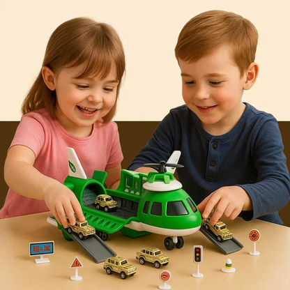 SkyCargo | Spielzeugset für Kinder – Flugzeug und Autos